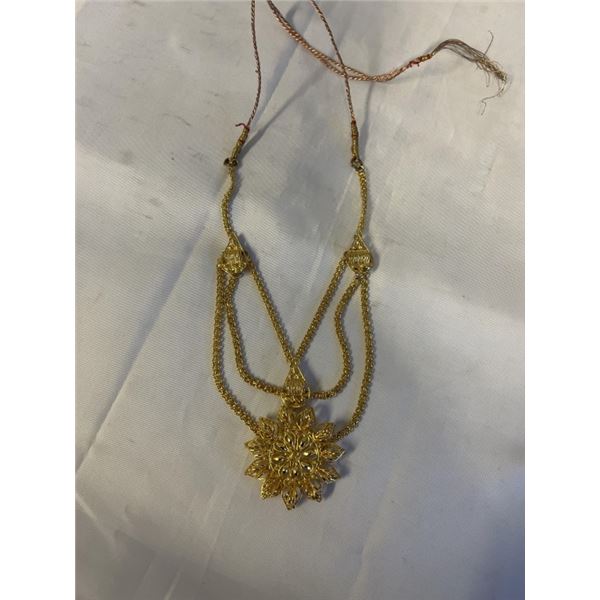 SOUTHEAST ASIAN 22K GOLD PLATED NECKLACE, SELF ADJUSTABLE LENGTH