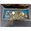 Image 3 : WOODEN JEWELLERY BOX AND ESTATE JEWELLERY