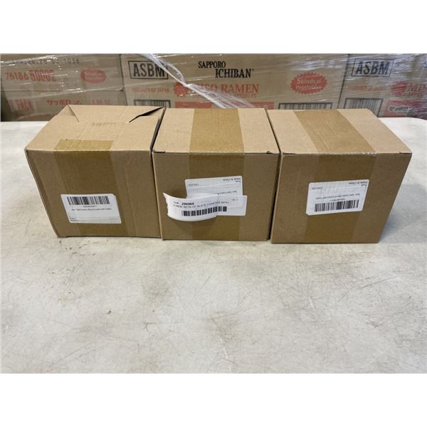 3 NEW SETS OF SLATE COASTES WITH HOLDER