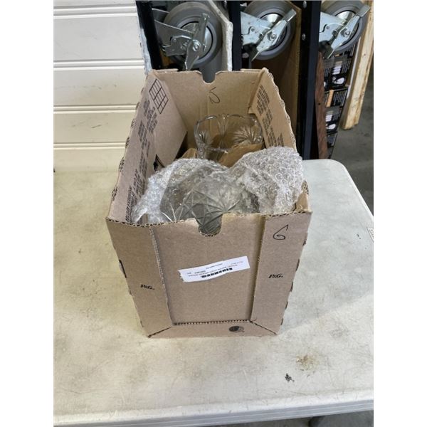 VINTAGE BOHEMIA CZECH SQUARE CRYSTAL BOWL, VINTAGE ZAJECAR CRYSTAL PITCHER AND VINTAGE IMPERIAL GLAS