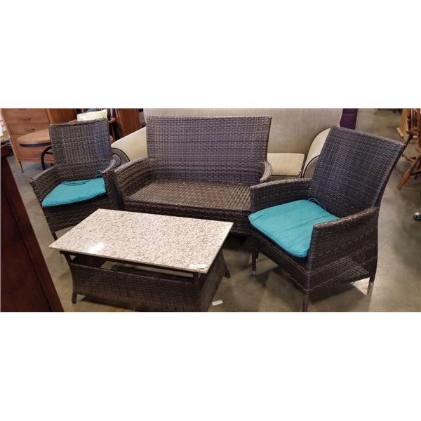 4 PC PATIO SET - 2 CHAIRS, LOVE SEAT, AND COFFEE TABLE
