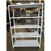 Image 2 : NEW WHITE METAL SHELVING UNIT WITH REAR CAGE BACKING 48" WIDE, 70 INCH TALL, 16 INCH DEEP, 5 TIER