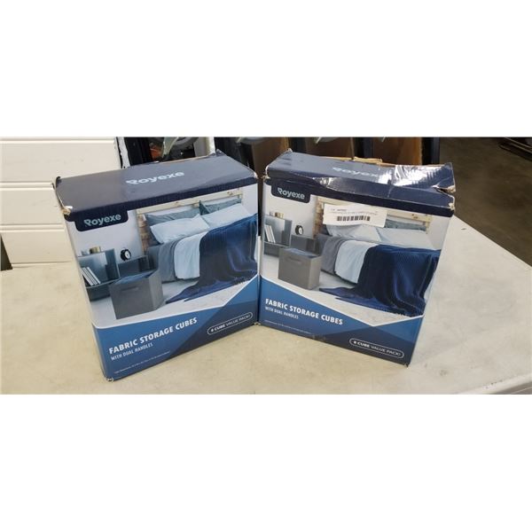 2 NEW 8PACKS OF GREY FABRIC STORAGE CUBES, 16 CUBES TOTAL