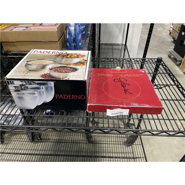 PADERNO MIXING BOWL SET AND LEAD CRYSTAL PLATTER