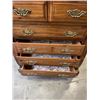 Image 2 : OAK HIGHBOY DRESSER WITH ORIGINAL BRASS HARDWARE