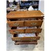 Image 3 : OAK HIGHBOY DRESSER WITH ORIGINAL BRASS HARDWARE