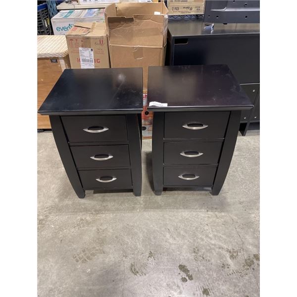 PAIR OF SOLID WOOD 3 DRAWER NIGHT STANDS