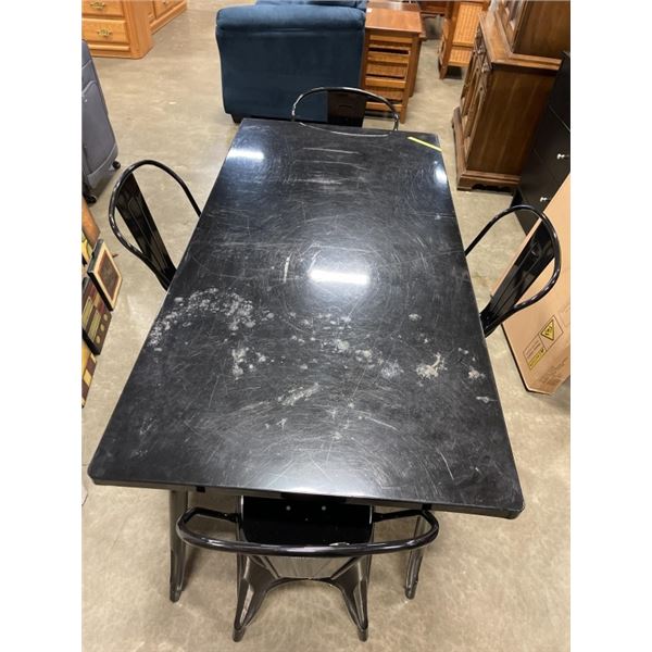BLACK METAL DINING TABLE WITH 4 BLACK METAL CHAIRS
