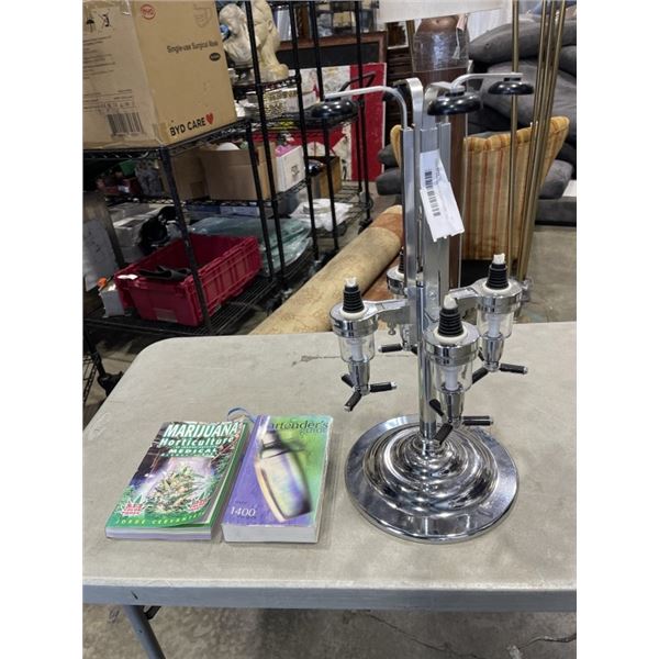 LIQUOR DISPENSER W/ BARTENDING AND CANNABIS BOOKS