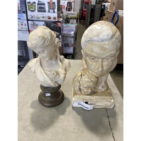STONE BUST FIGURE AND HEAD