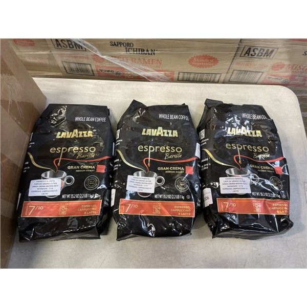 3 NEW 1KG BAGS OF LAVAZZA ESPRESSO BARISTA GRAN CREMA MEDIUM ROAST WHOLE BEAN COFFEE, BB 02/28/2026