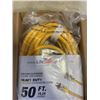 Image 2 : AS NEW 50FT YELLOW  INDOOR OUTDOOR HEAVY DUTY LIGHTED 3 WIRE GROUNDED EXTENSION CORD 12AWG