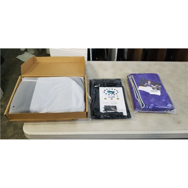 2 NEW COMPRESSION PACKING CUBE SETS, TRUNBK ORGANIZER AND MICROFIBRE TOWEL SET