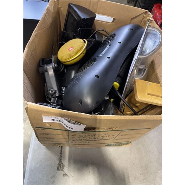 BOX OF ASSORTED SPEAKERS AND ELECTONICS