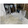 Image 1 : 2 VINTAGE GLASS VASES, TRUMPET STYLE PINWHEEL AND VINTAGE SUDETY LEAD CRYSTAL PINWHEEL