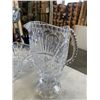 Image 6 : 2 VINTAGE GLASS VASES, TRUMPET STYLE PINWHEEL AND VINTAGE SUDETY LEAD CRYSTAL PINWHEEL