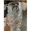 Image 7 : 2 VINTAGE GLASS VASES, TRUMPET STYLE PINWHEEL AND VINTAGE SUDETY LEAD CRYSTAL PINWHEEL