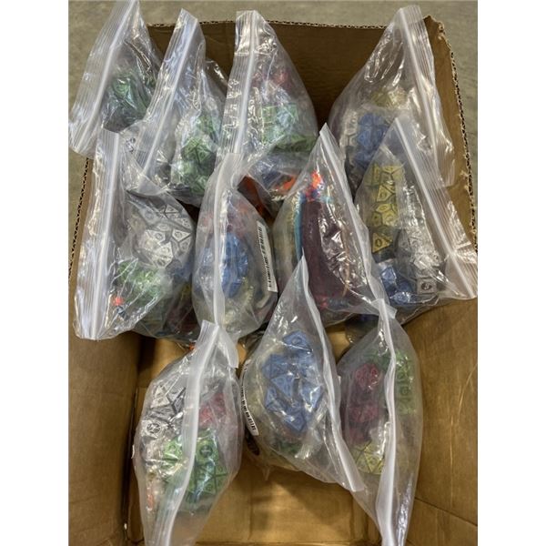 11 SETS OF NEW POLYHEDRAL DUNGEONS AND DRAGONS BOARD GAME DICE, 35 PC PER BAG