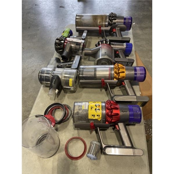 BOX OF VARIOUS DYSON VACUUMS FOR PARTS OR REPAIR