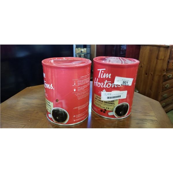 2 TINS OF TIM HORTONS ORIGINAL BLEND GROUND COFFEE, DENTED, STILL SEALED