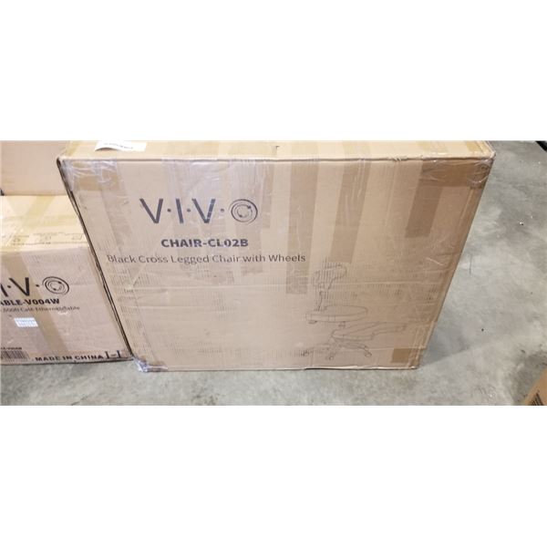 VIVO BLACK CORSS LEGGED CHAIR WITH WHEELS