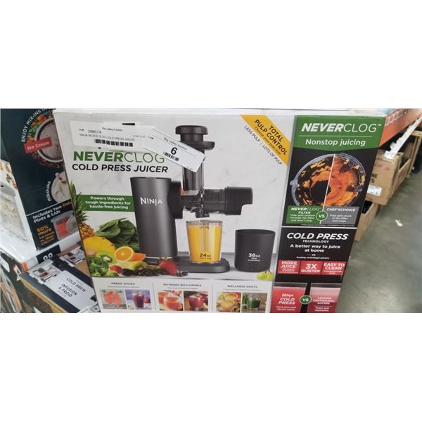 NINJA NEVER CLOG COLD PRESS JUICER -  MISSING NECK ATTACHMENT   RETAIL $189