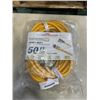 Image 1 : AS NEW 50FT YELLOW  INDOOR OUTDOOR HEAVY DUTY LIGHTED 3 WIRE GROUNDED EXTENSION CORD 10AWG