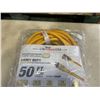 Image 2 : AS NEW 50FT YELLOW  INDOOR OUTDOOR HEAVY DUTY LIGHTED 3 WIRE GROUNDED EXTENSION CORD 10AWG
