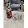Image 1 : VINTAGE HOFBAUER BRYDES COLLECTION GLASS CANDLE STICK HOLDER, LIDDED CANDY DISH AND VINTAGE ROSSI CR
