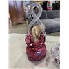Image 2 : VINTAGE HOFBAUER BRYDES COLLECTION GLASS CANDLE STICK HOLDER, LIDDED CANDY DISH AND VINTAGE ROSSI CR