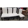 Image 1 : SET OF 4 MODERN DINING CHAIRS, WOOD WITH WHITE LEATHER