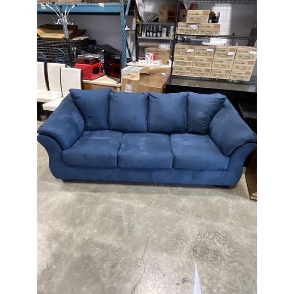 MODERN BLUE MICROFIBRE SOFA, VERY CLEAN