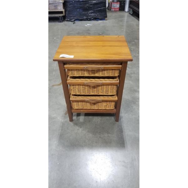 3 DRAWER RATTAN SIDE TABLE