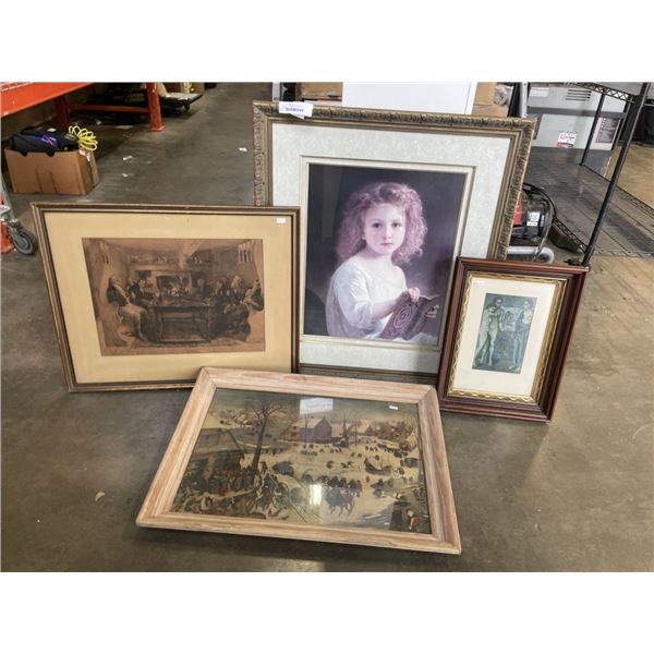 LOT OF ASSORTED VINTAGE  FRAMED PHOTOS AND ART