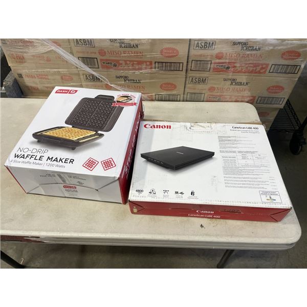 DASH WAFFLE MAKER AND CANON SCANNER