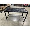 Image 1 : ROLLING METAL TABLE WITH FAUX MARBLE TOP