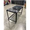 Image 2 : ROLLING METAL TABLE WITH FAUX MARBLE TOP