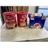 Image 1 : CASE OF TETLEY ORANGE PEKOE TEA AND 2 TIM HORTONS TINS OF COFFEE, FREIGHT DAMAGED, SEAL BROKEN