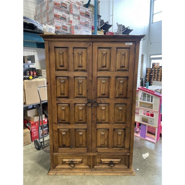 LARGE WOODEN WARDROBE 50" WIDE,  81" TALL,  26" DEEP