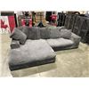 Image 1 : LARGE GREY FABRIC CORDUROY REVERSIBLES SECTIONAL SOFA