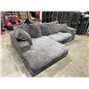 Image 2 : LARGE GREY FABRIC CORDUROY REVERSIBLES SECTIONAL SOFA