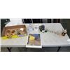 Image 1 : TRAY OF ASSORTED ANTIQUE AND VINTAGE COLLECTIBLES INCLUDING VAN GOGH PRINT