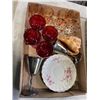 Image 2 : 2 TRAYS OF ANTIQUE CUP AND SAUCERS, GOBLETS AND COLLECTIBLES