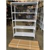 Image 1 : NEW WHITE METAL SHELVING UNIT WITH REAR CAGE BACKING 48" WIDE, 70 INCH TALL, 16 INCH DEEP, 5 TIER