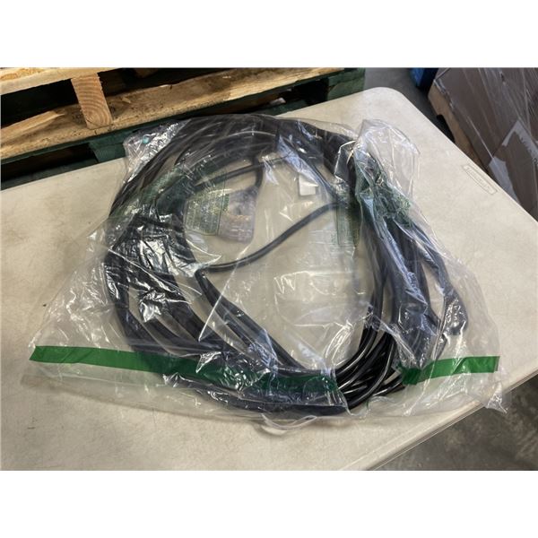 AS NEW 50FT BLACK 3 OUTLET INDOOR OUTDOOR HEAVY DUTY LIGHTED 3 WIRE GROUNDED EXTENSION CORD 12AWG