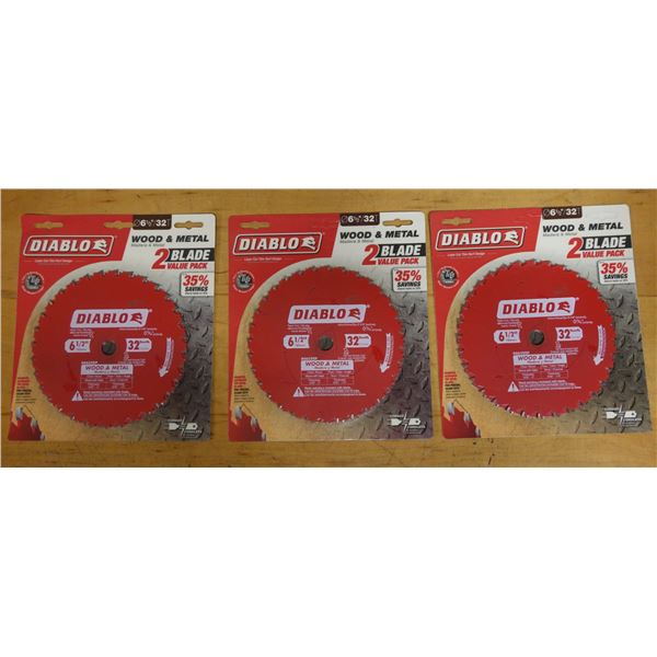 Qty 3 Diablo D0632GP Wood & Metal Carbide Saw Blade 2-Packs, New