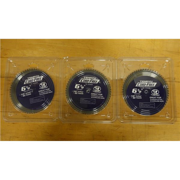 Qty 3 Tenryu TA-16560A Saw Blades 6-1/2", 5/8" Arbor, New in Packages