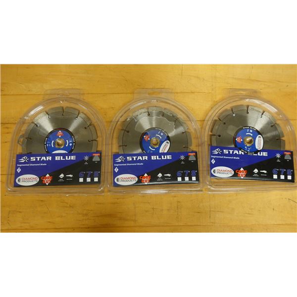 Qty 3 Star Blue 74952 Segmented Diamond Blades, New in Packages