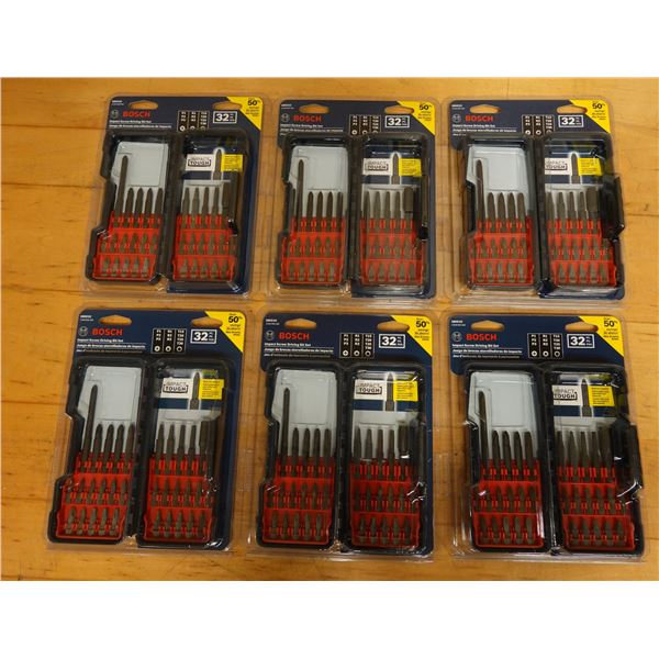 Qty 6 Bosch SBID32 Impact Screw Driving Bit Sets, New in Packages