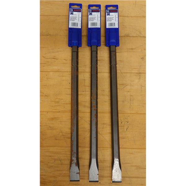 Qty 3 Bosch HS1812 Flat 1" x 18" Chisels, New in Packages